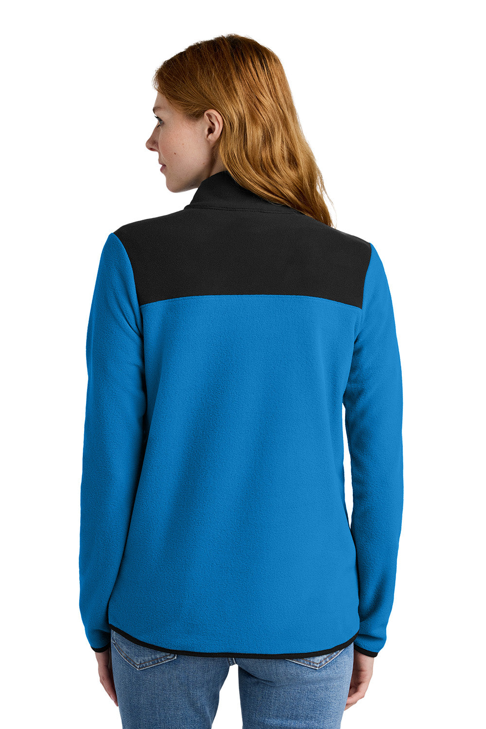 The North Face NF0A7V4M Womens Glacier Fleece 1/4 Zip Jacket Hero Blue/Black Model Back