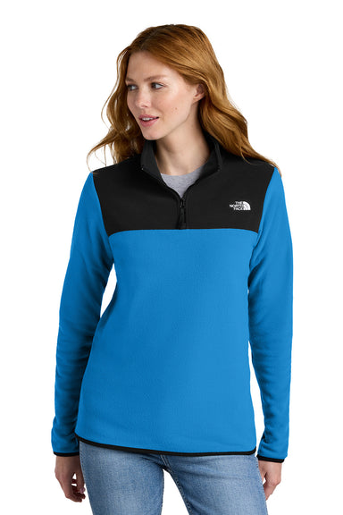 The North Face NF0A7V4M Womens Glacier Fleece 1/4 Zip Jacket Hero Blue/Black Model Front