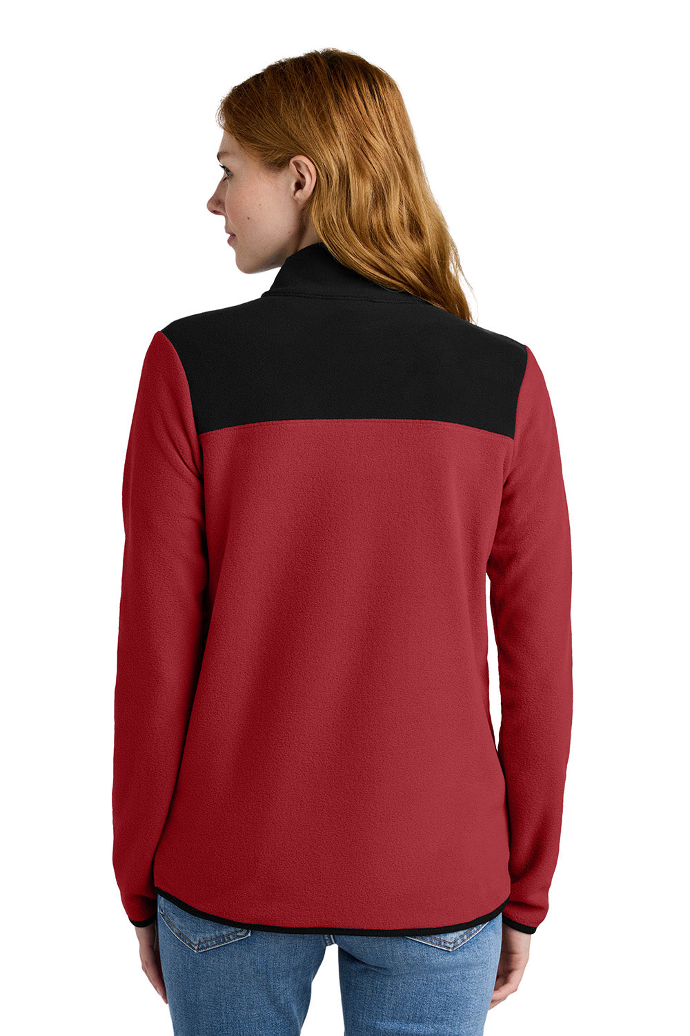 The North Face NF0A7V4M Womens Glacier Fleece 1/4 Zip Jacket Rage Red/Black Model Back