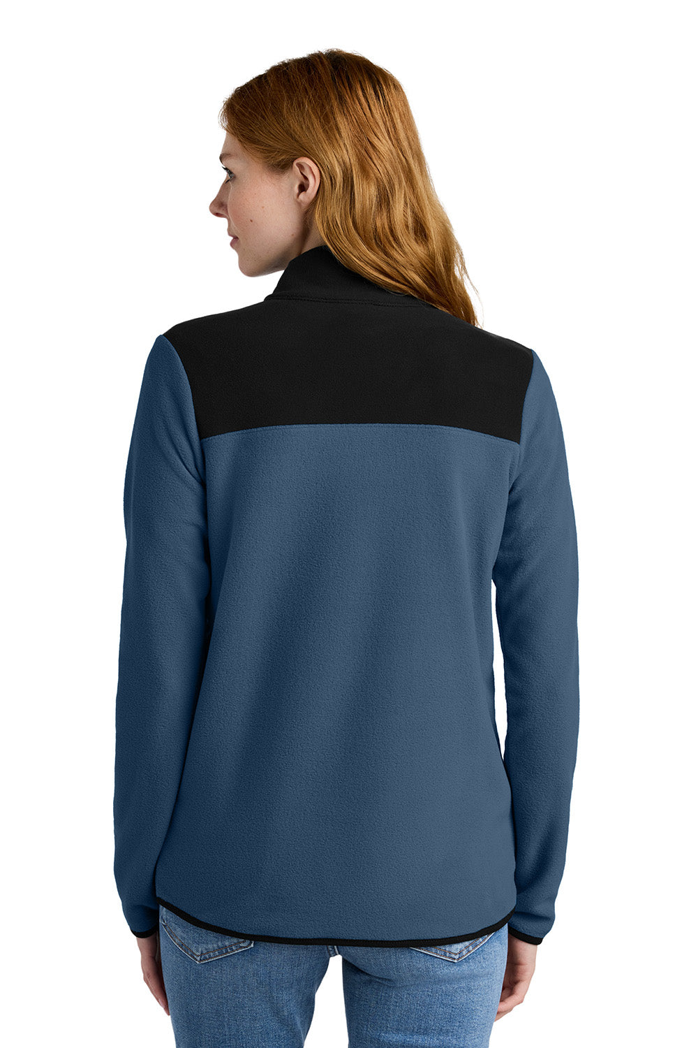 The North Face NF0A7V4M Womens Glacier Fleece 1/4 Zip Jacket Shady Blue/Black Model Back