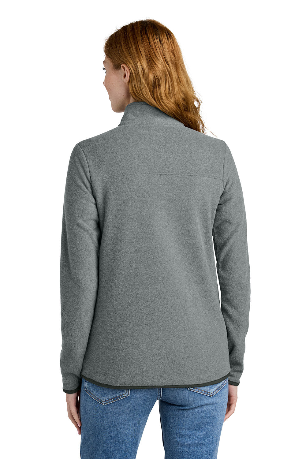 The North Face NF0A7V4M Womens Glacier Fleece 1/4 Zip Jacket Heather Medium Grey Model Back