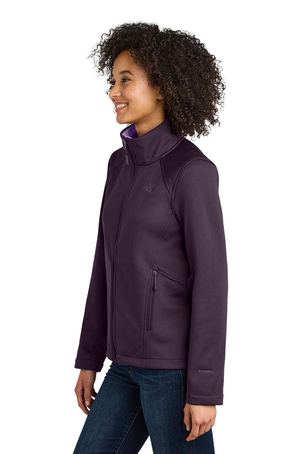 The North Face NF0A88D4 Womens Ridgewall Soft Shell Full Zip Jacket Blackberry Wine Puprle Model Side