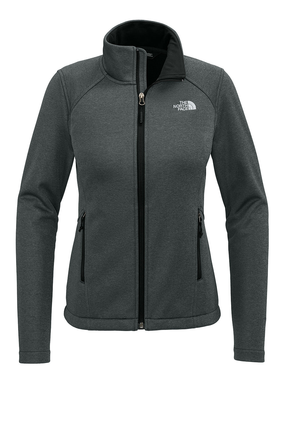 The North Face NF0A88D4 Womens Ridgewall Soft Shell Full Zip Jacket Heather Dark Grey Flat Front