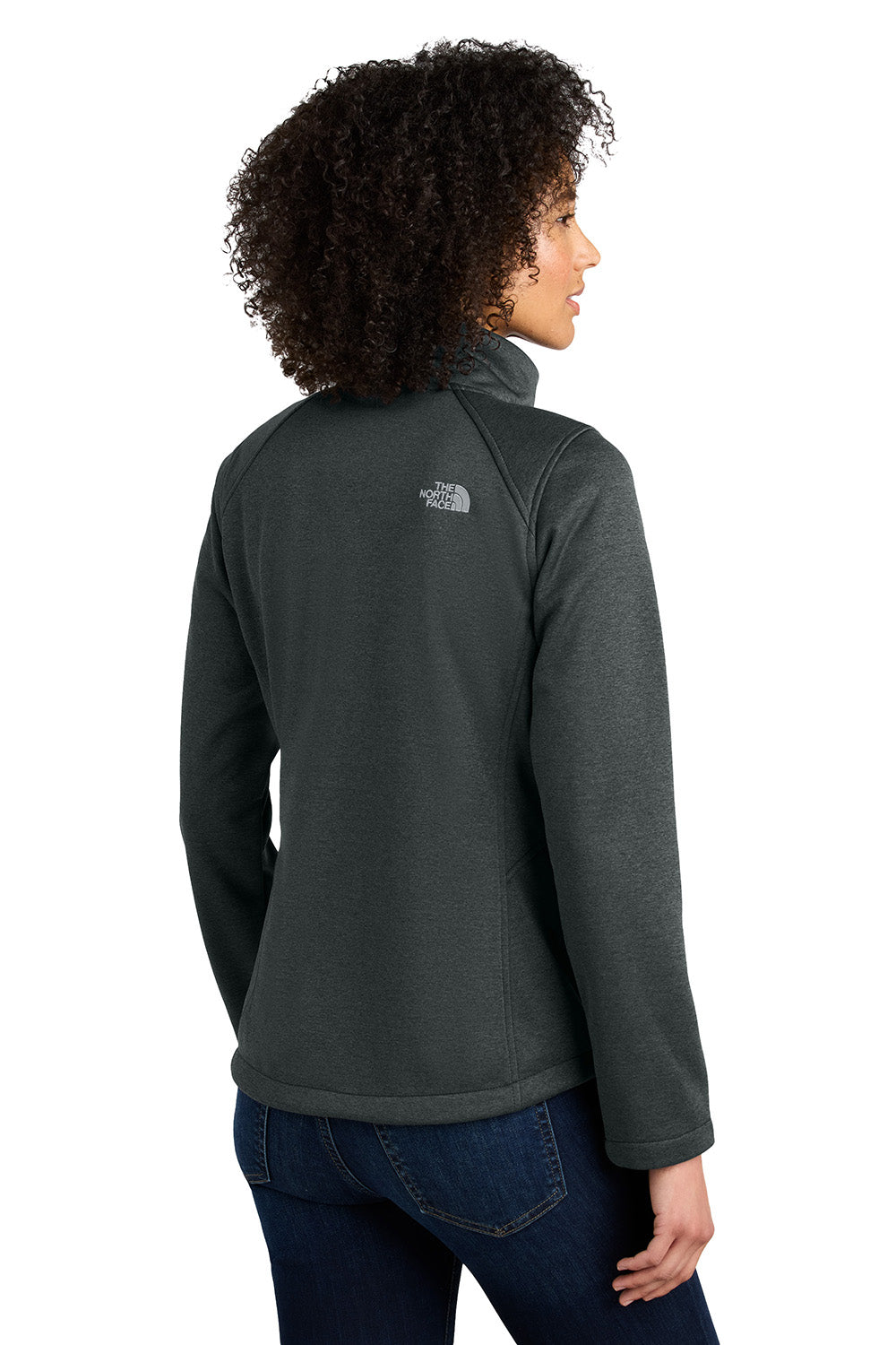 The North Face NF0A88D4 Womens Ridgewall Soft Shell Full Zip Jacket Heather Dark Grey Model Back