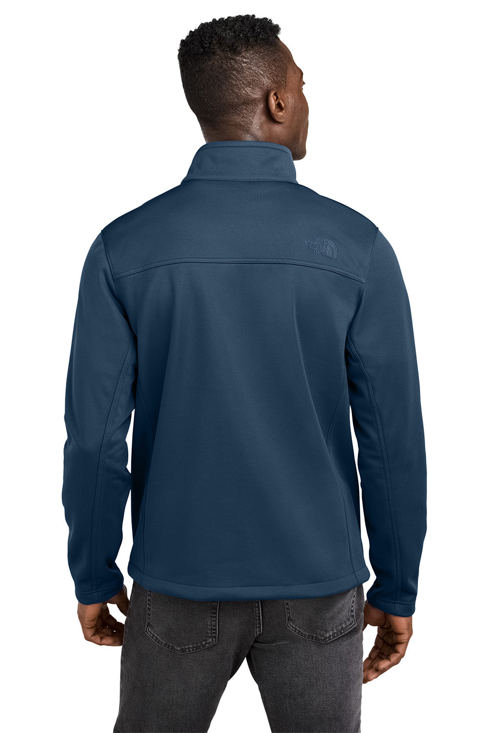 The North Face NF0A88D5 Mens Ridgewall Soft Shell Full Zip Jacket Shady Blue Model Back