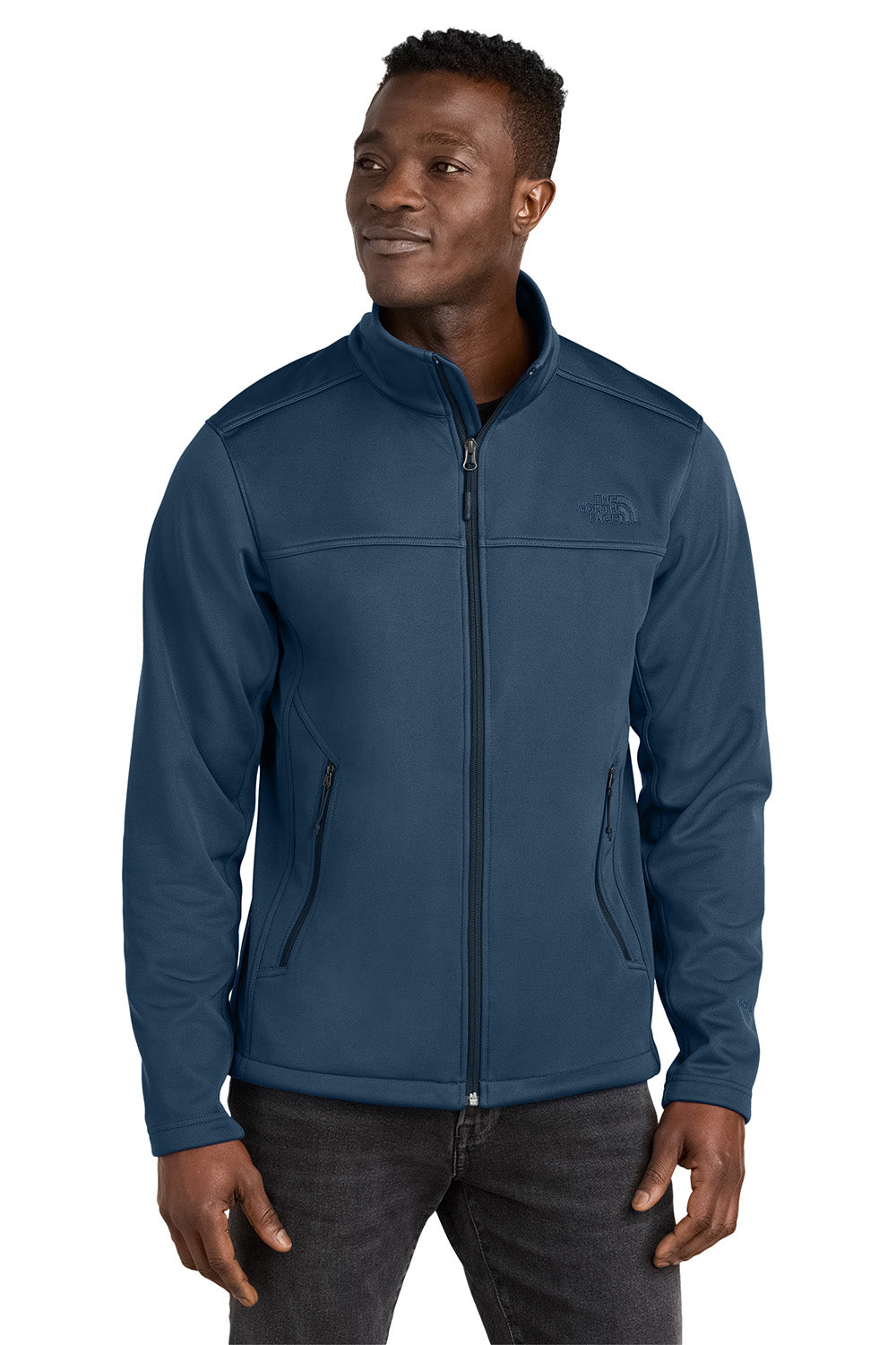 The North Face NF0A88D5 Mens Ridgewall Soft Shell Full Zip Jacket Shady Blue Model Front