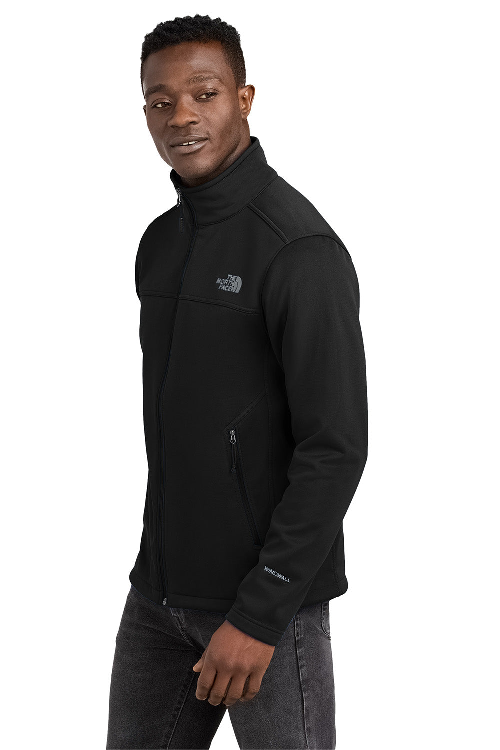 The North Face NF0A88D5 Mens Ridgewall Soft Shell Full Zip Jacket Black Model Side