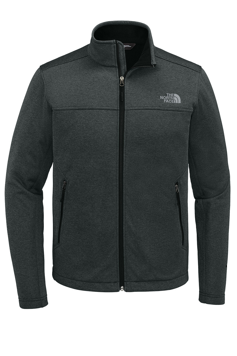 The North Face NF0A88D5 Mens Ridgewall Soft Shell Full Zip Jacket Heather Dark Grey Flat Front