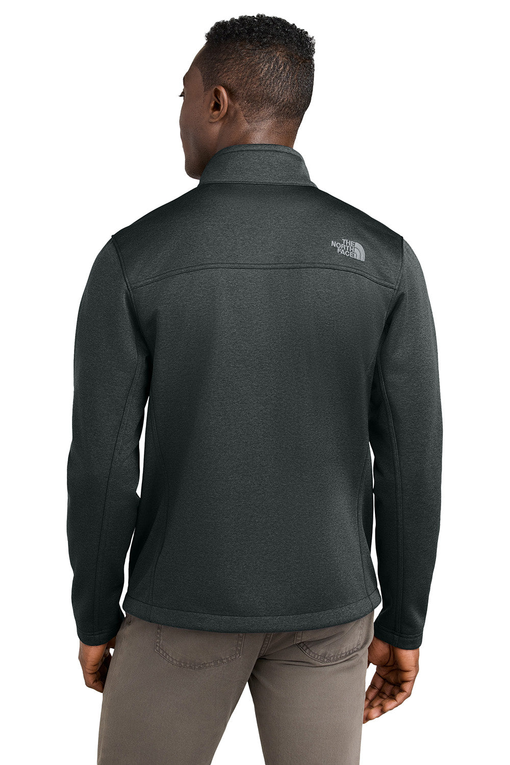 The North Face NF0A88D5 Mens Ridgewall Soft Shell Full Zip Jacket Heather Dark Grey Model Back