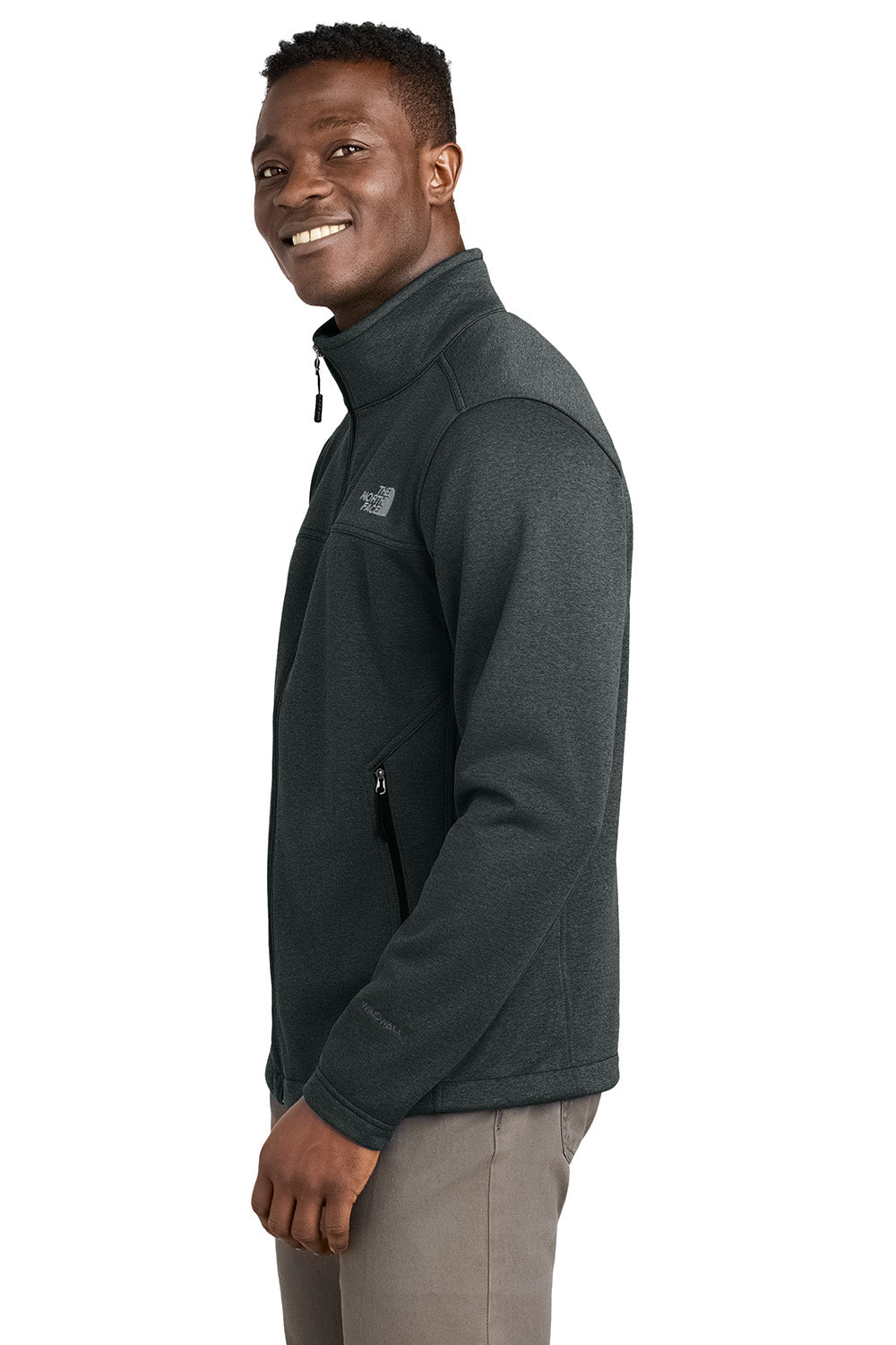 The North Face NF0A88D5 Mens Ridgewall Soft Shell Full Zip Jacket Heather Dark Grey Model Side