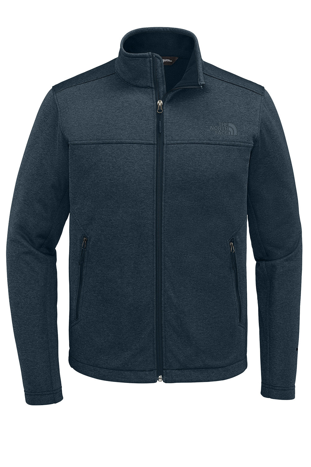 The North Face NF0A88D5 Mens Ridgewall Soft Shell Full Zip Jacket Heather Urban Navy Blue Flat Front