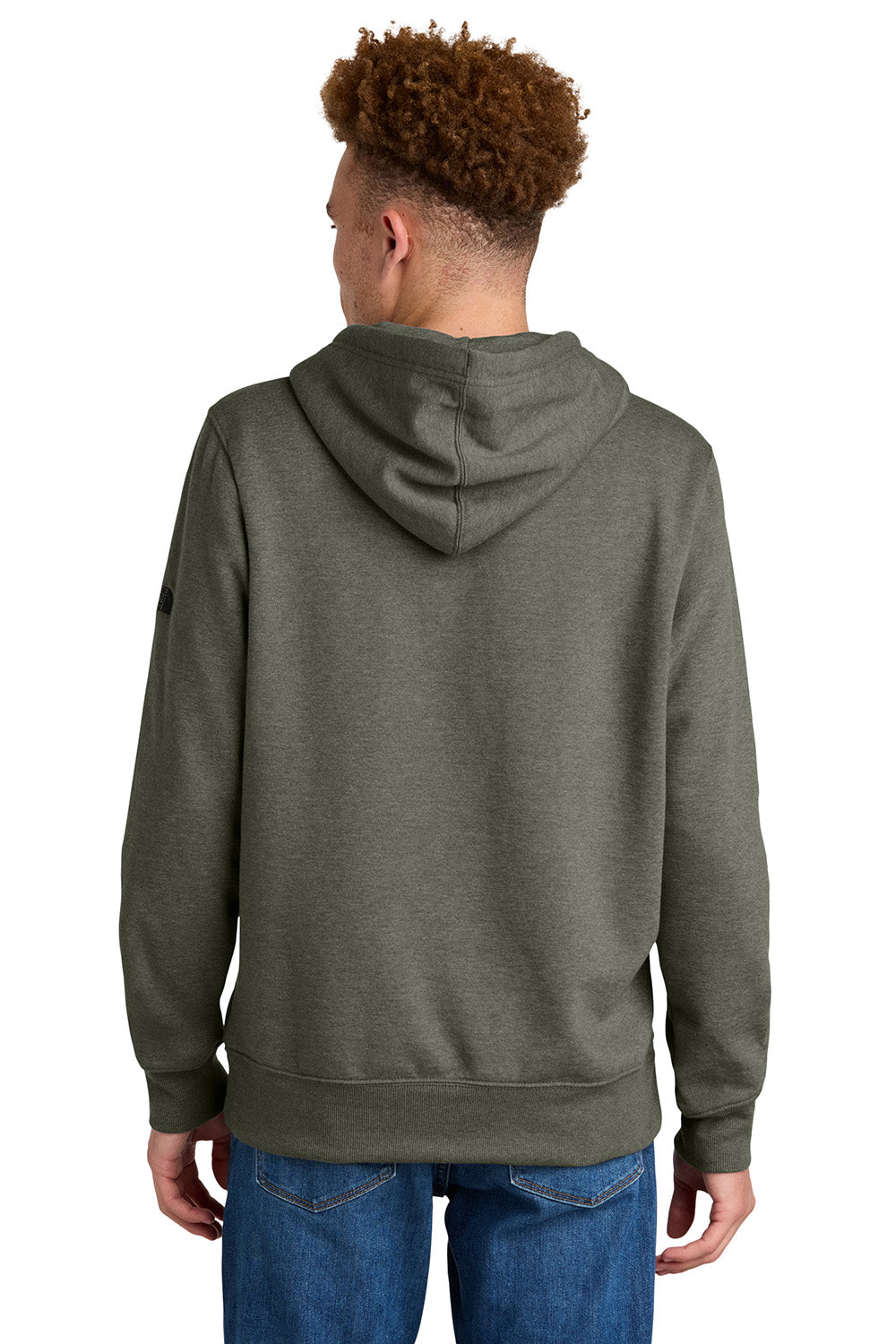 The North Face NF0A8AU0 Mens Hooded Sweatshirt Hoodie Heather New Taupe Green Model Back