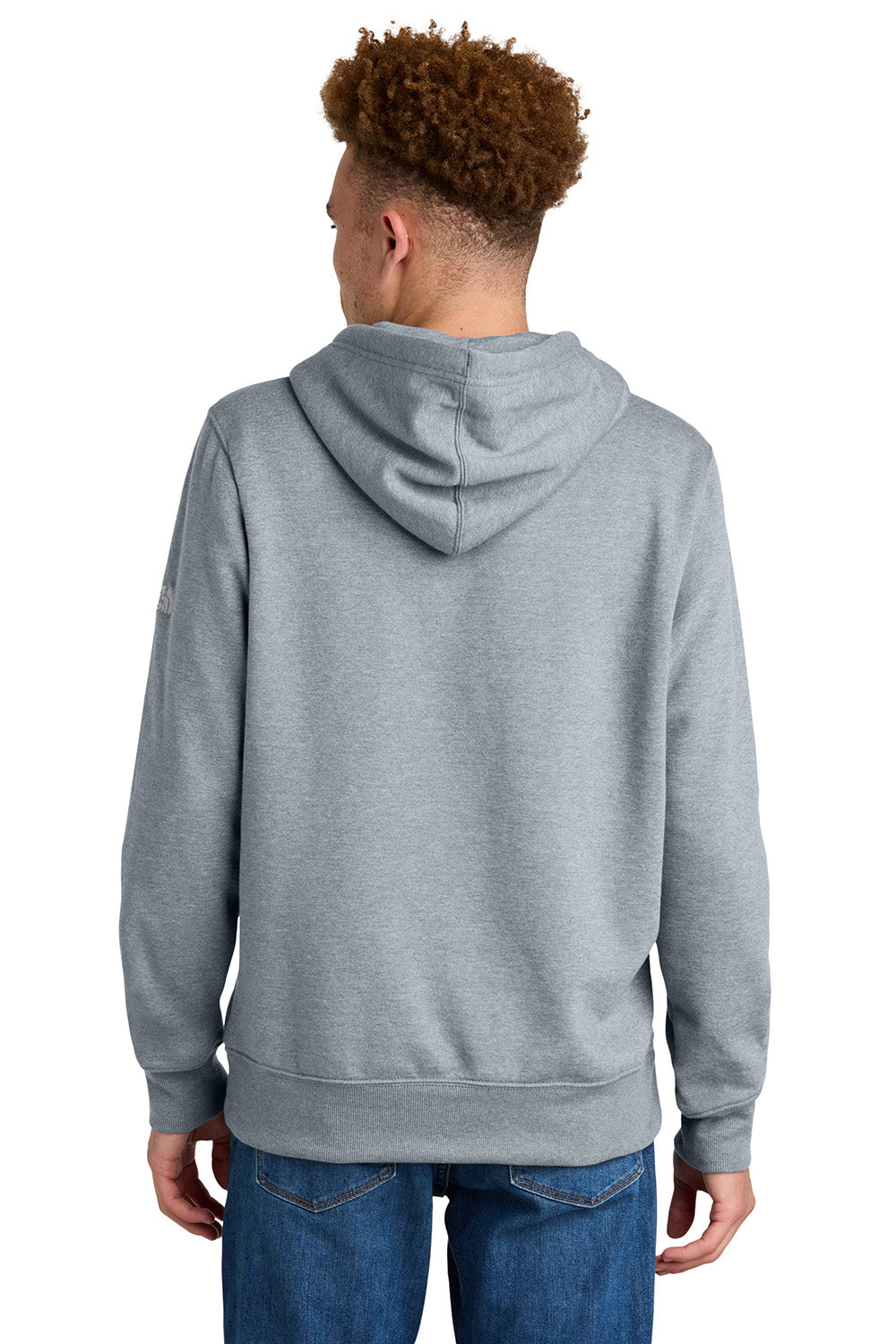 The North Face NF0A8AU0 Mens Hooded Sweatshirt Hoodie Heather Light Grey Model Back