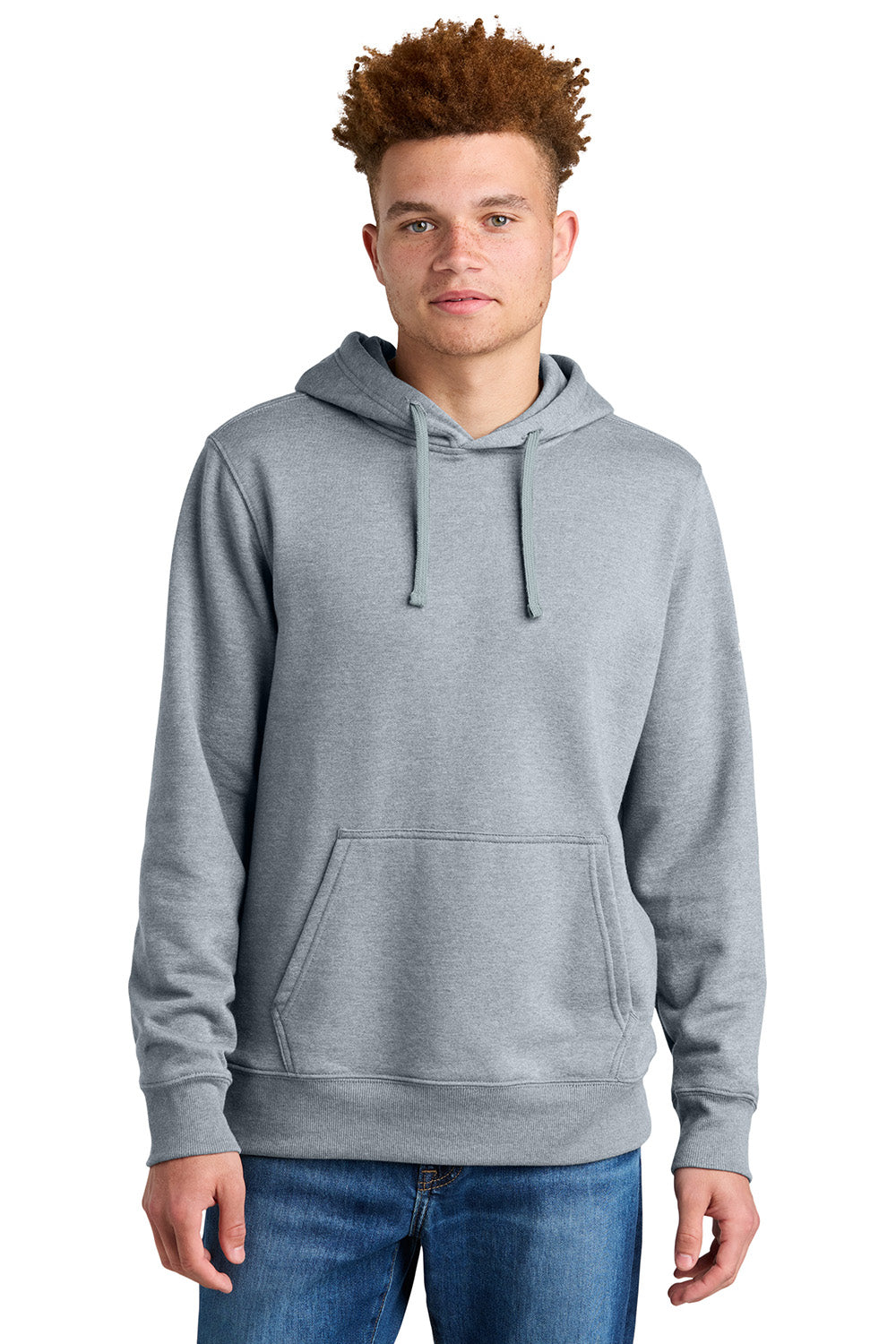 The North Face NF0A8AU0 Mens Hooded Sweatshirt Hoodie Heather Light Grey Model Front