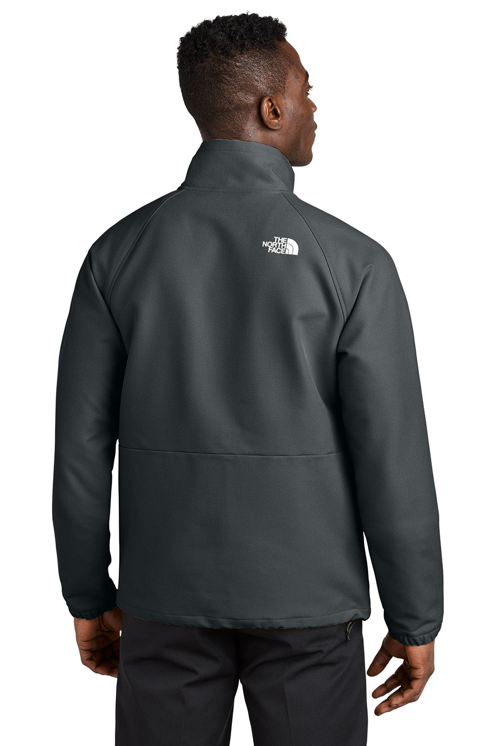 The North Face NF0A8BUD Mens Barr Lake Soft Shell Full Zip Jacket Heahter Dark Asphalt Grey Model Back