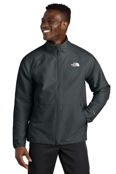 The North Face NF0A8BUD Mens Barr Lake Soft Shell Full Zip Jacket Heahter Dark Asphalt Grey Model Front