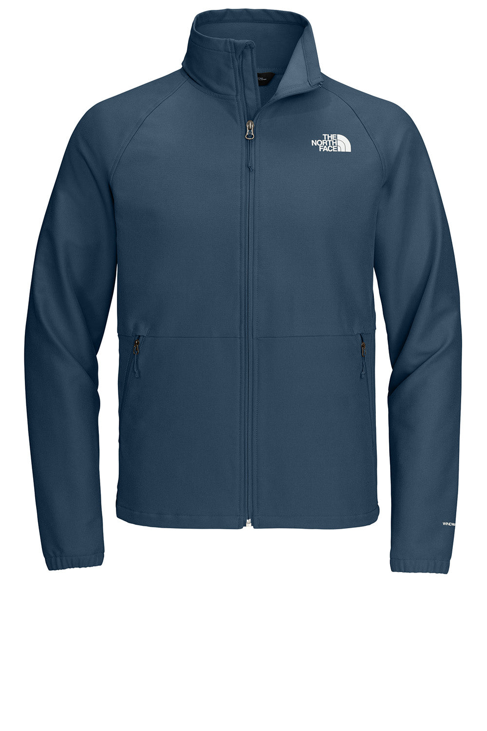 The North Face NF0A8BUD Mens Barr Lake Soft Shell Full Zip Jacket Heather Dark Shady Blue Flat Front