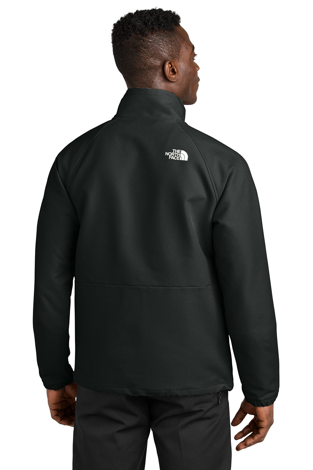 The North Face NF0A8BUD Mens Barr Lake Soft Shell Full Zip Jacket Heather Black Model Back