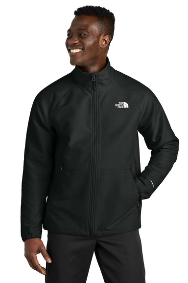 The North Face NF0A8BUD Mens Barr Lake Soft Shell Full Zip Jacket Heather Black Model Front