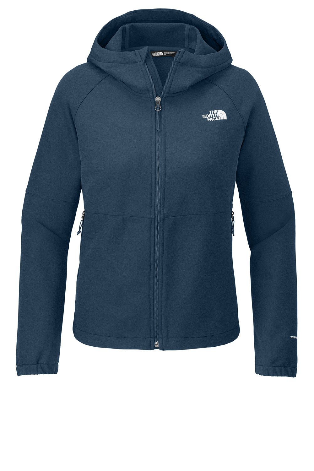 The North Face NF0A8BUE Womens Barr Lake Soft Shell Full Zip Hooded Jacket Heather Dark Shady Blue Flat Front