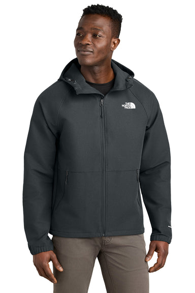 The North Face NF0A8BUF Womens Barr Lake Soft Shell Full Zip Hooded Jacket Heahter Dark Asphalt Grey Model Front