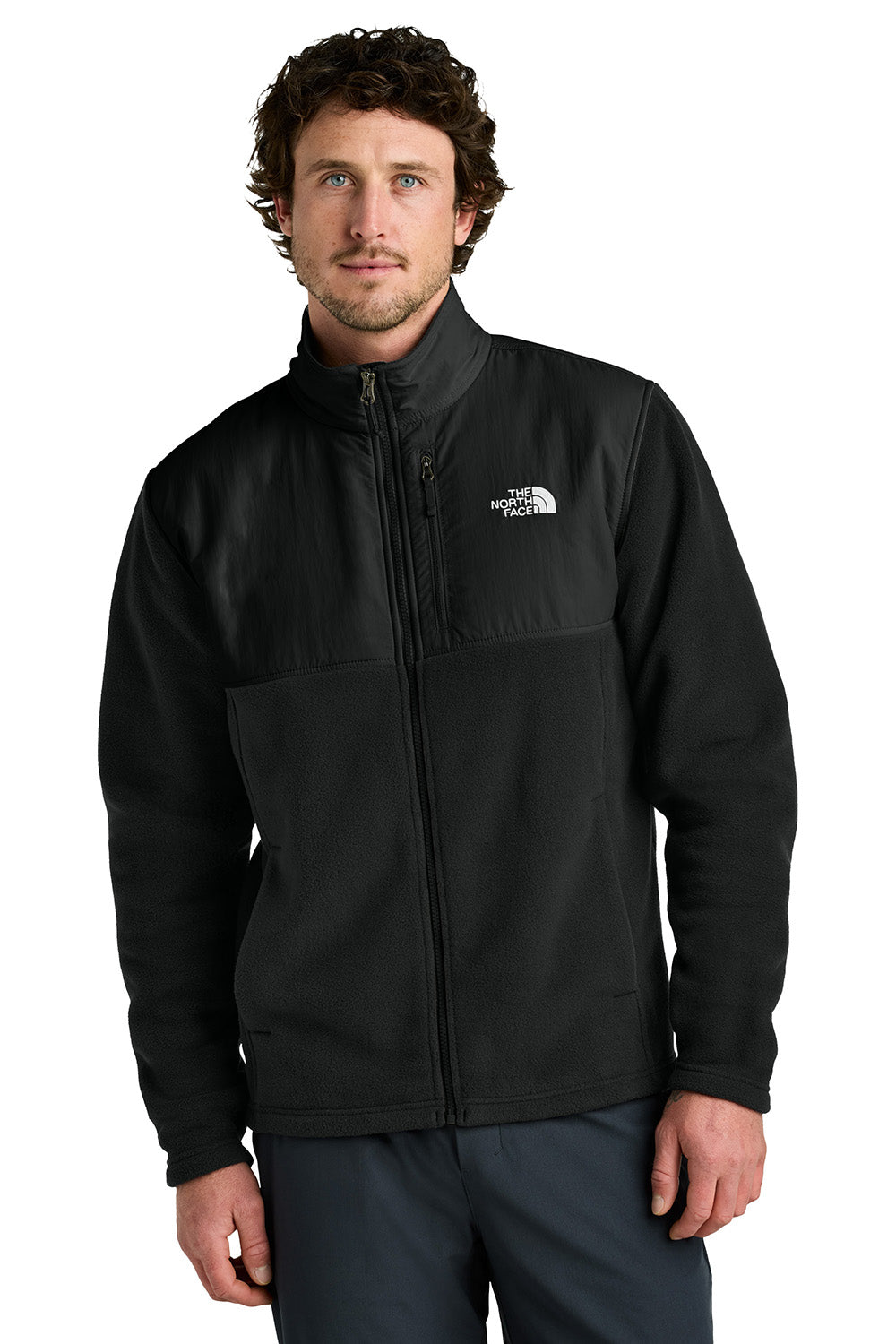 The North Face NF0A8BUQ Mens Highest Peak Fleece Full Zip Jacket Black Model Front