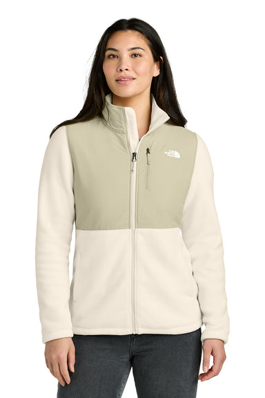 The North Face NF0A8BUR Womens Highest Peak Fleece Full Zip Jacket Gardenia/Gravel Grey Model Front