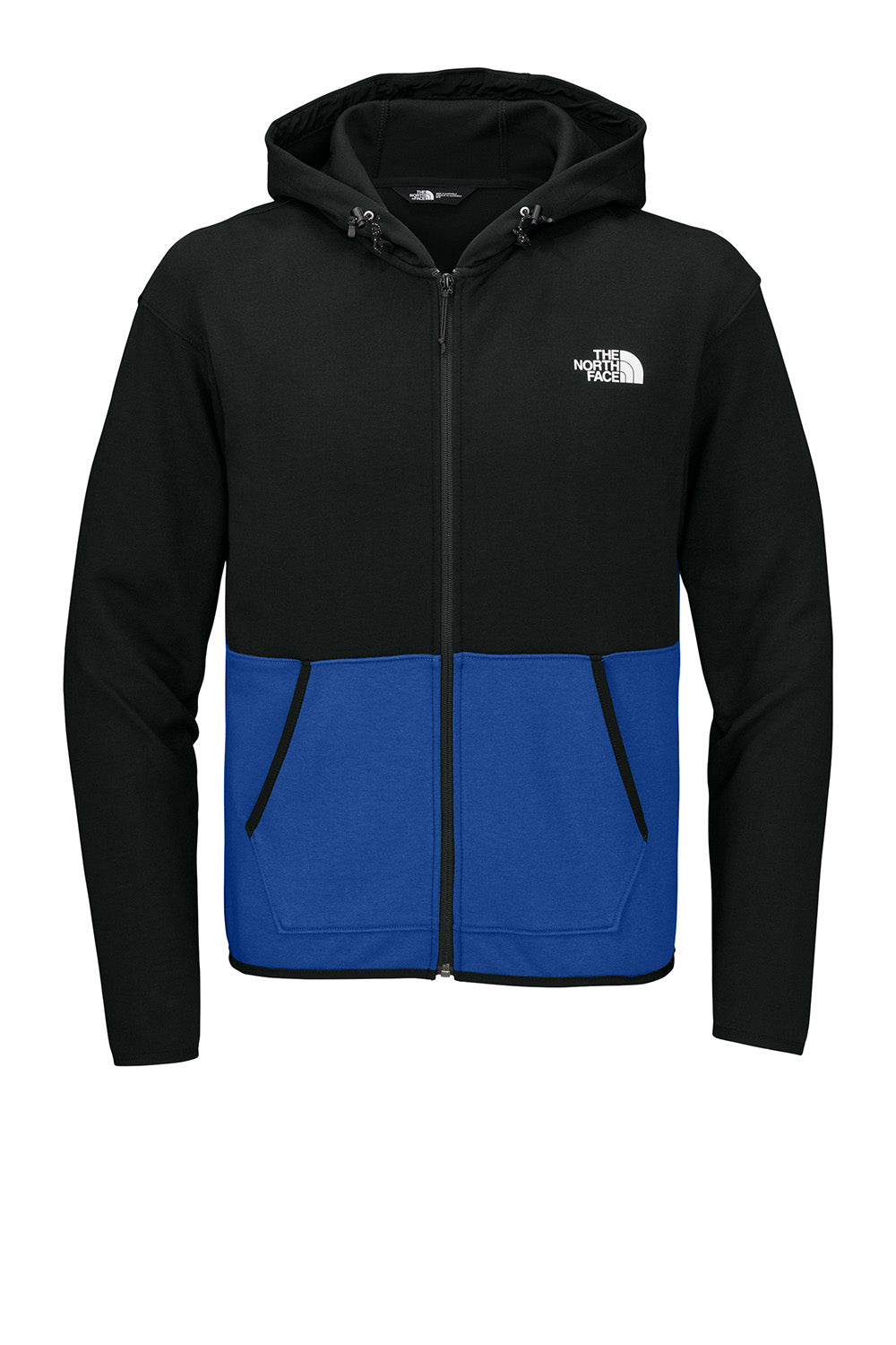 The North Face NF0A8BUS Mens Double Knit Full Zip Hooded Sweatshirt Hoodie Blue/Black Flat Front