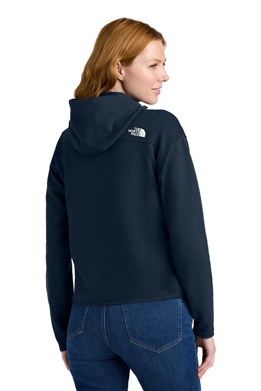 The North Face NF0A8BUT Mens Double Knit Full Zip Hooded Sweatshirt Hoodie Summit Navy Blue Model Back