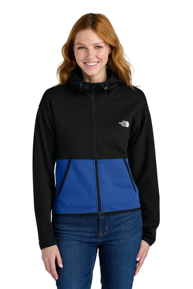 The North Face NF0A8BUT Mens Double Knit Full Zip Hooded Sweatshirt Hoodie Blue/Black Model Front