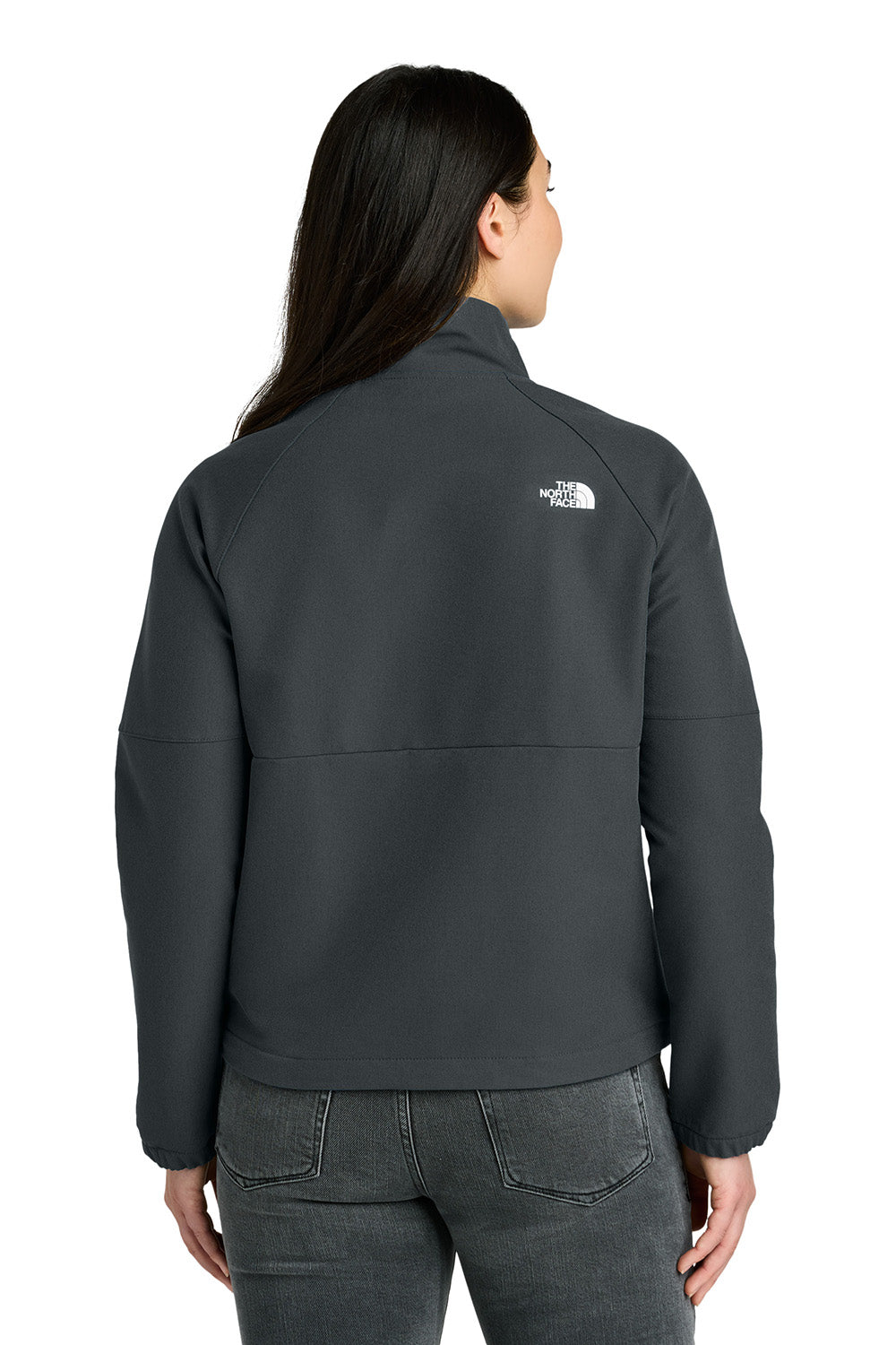 The North Face NF0A8C5C Womens Barr Lake Soft Shell Full Zip Jacket Heahter Dark Asphalt Grey Model Back