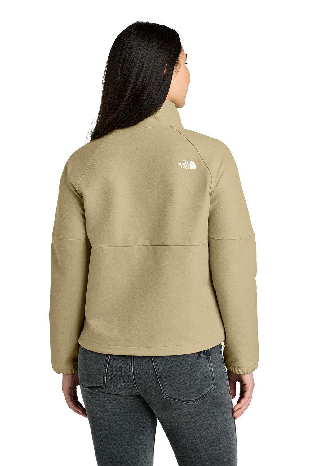 The North Face NF0A8C5C Womens Barr Lake Soft Shell Full Zip Jacket Heather Dark Khaki Stone Model Back