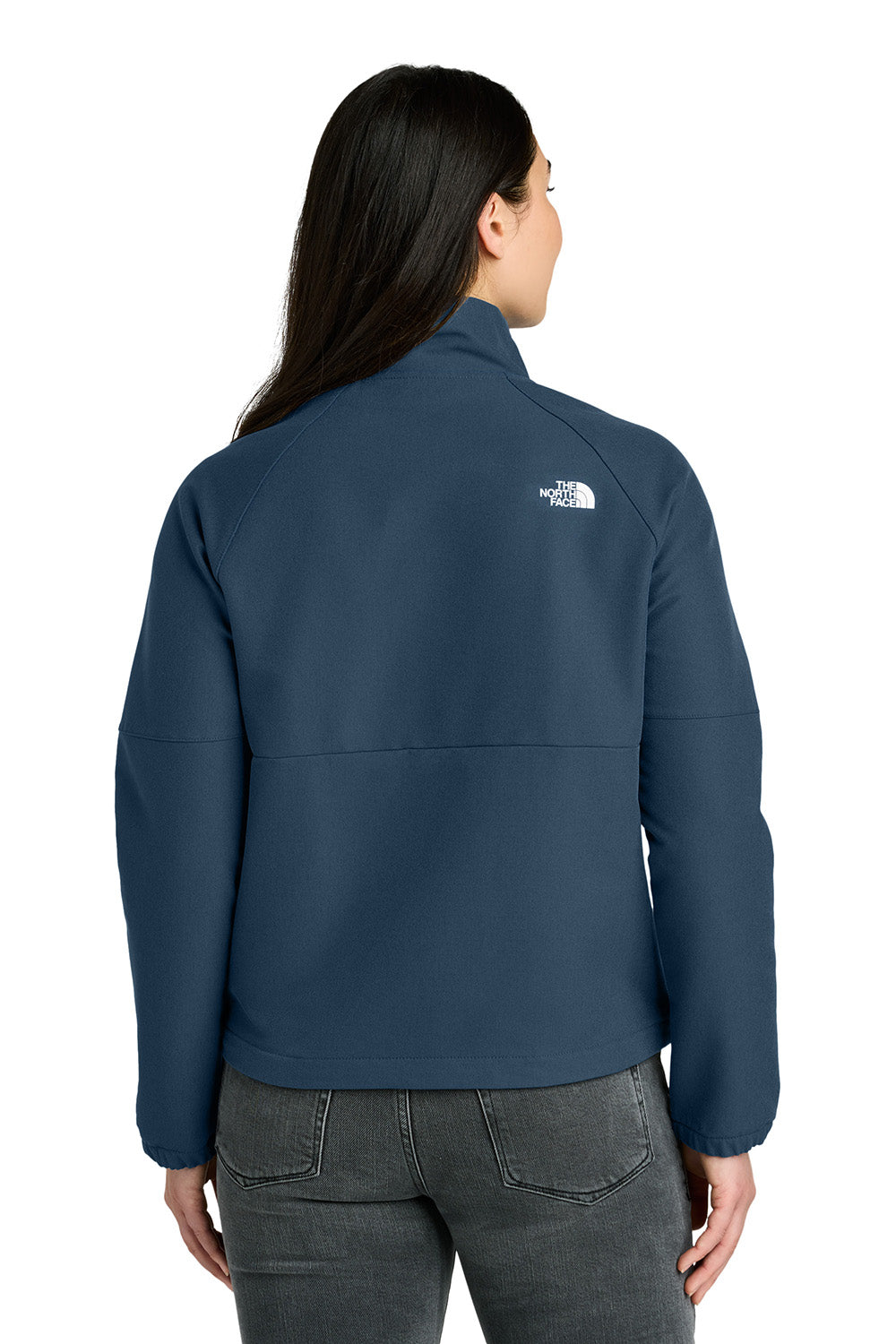 The North Face NF0A8C5C Womens Barr Lake Soft Shell Full Zip Jacket Heather Dark Shady Blue Model Back