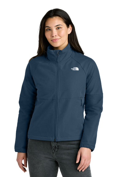 The North Face NF0A8C5C Womens Barr Lake Soft Shell Full Zip Jacket Heather Dark Shady Blue Model Front