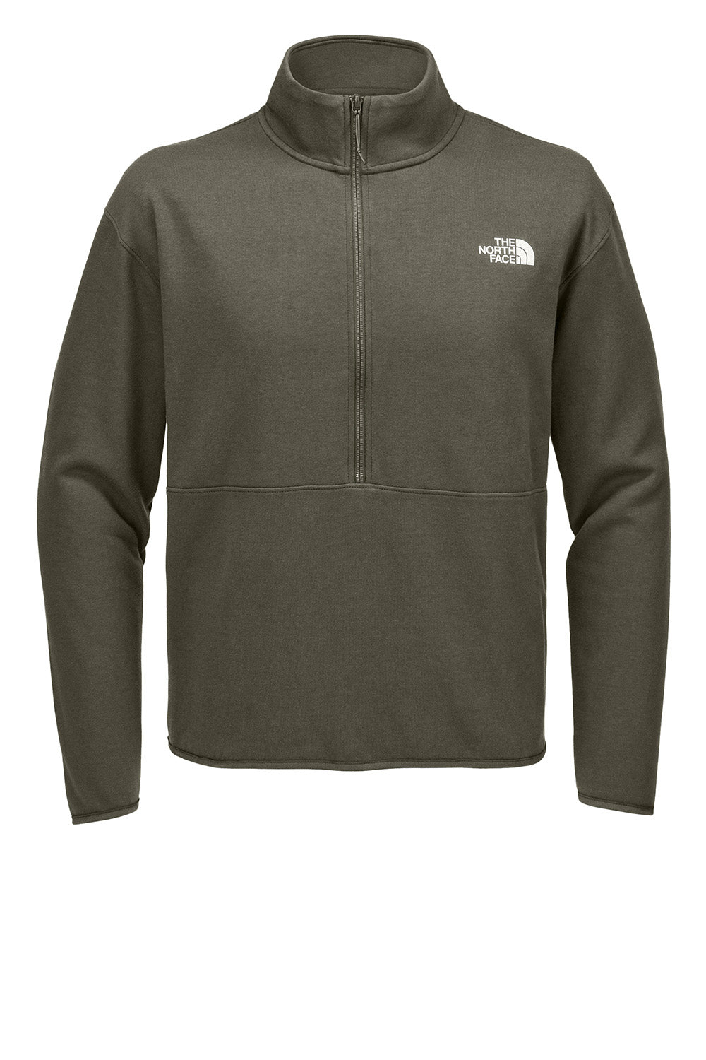 The North Face NF0A8C5G Mens Double Knit 1/4 Zip Fleece Jacket New Taupe Green Flat Front