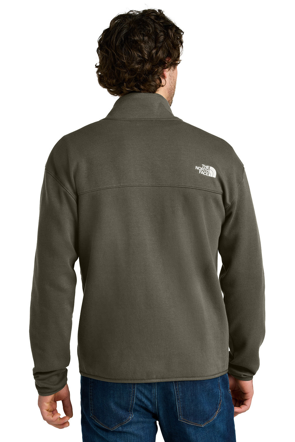 The North Face NF0A8C5G Mens Double Knit 1/4 Zip Fleece Jacket New Taupe Green Model Back