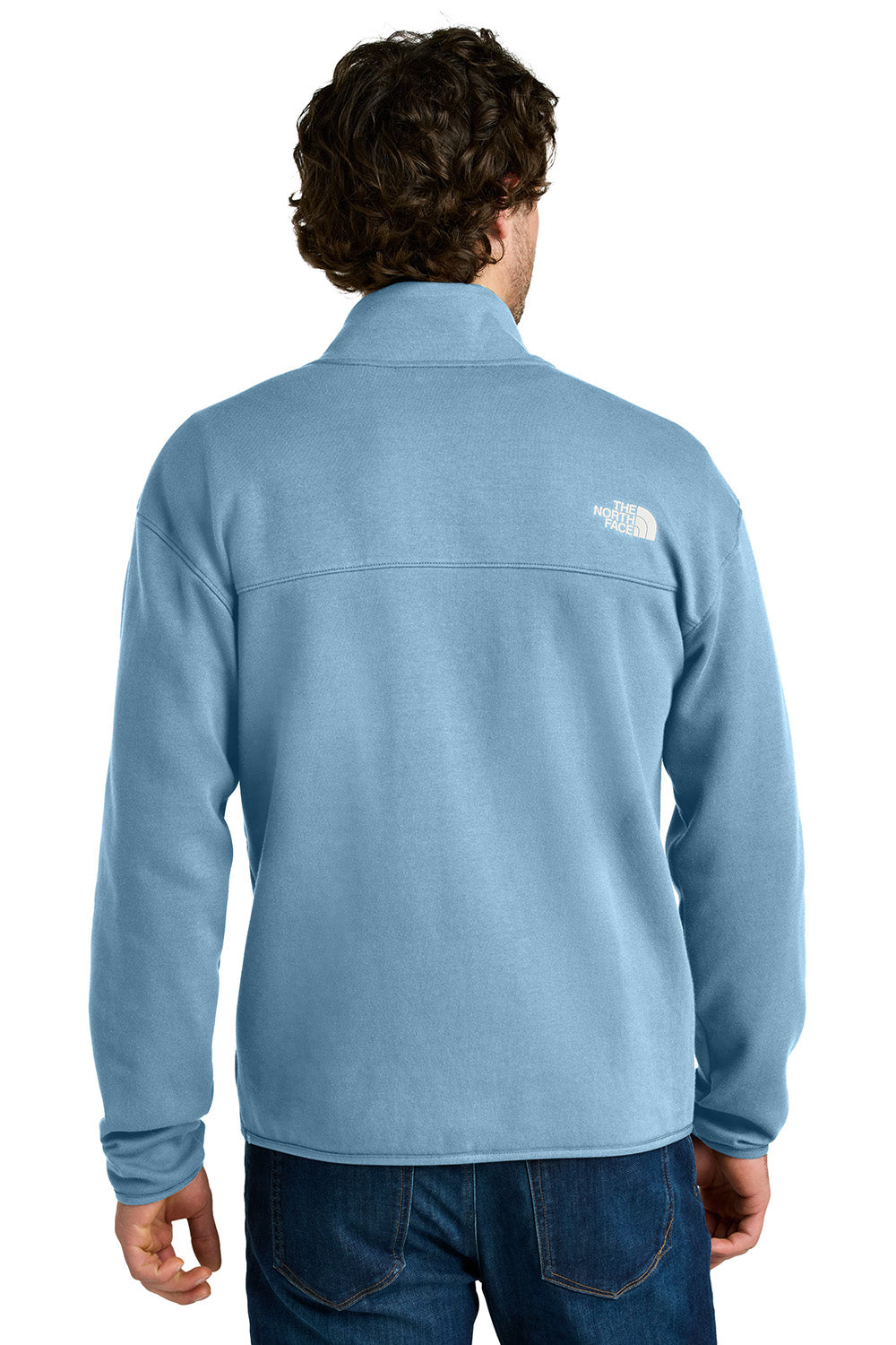 The North Face NF0A8C5G Mens Double Knit 1/4 Zip Fleece Jacket Steel Blue Model Back