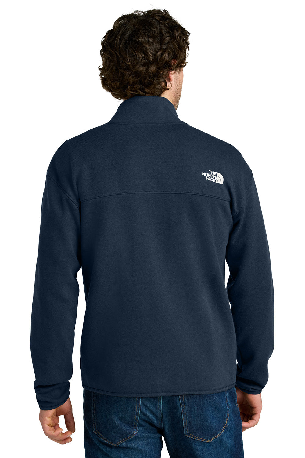 The North Face NF0A8C5G Mens Double Knit 1/4 Zip Fleece Jacket Summit Navy Blue Model Back