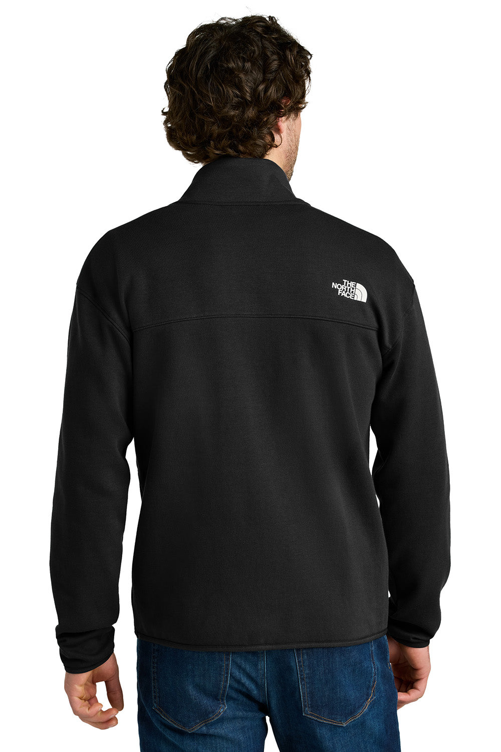 The North Face NF0A8C5G Mens Double Knit 1/4 Zip Fleece Jacket Black Model Back