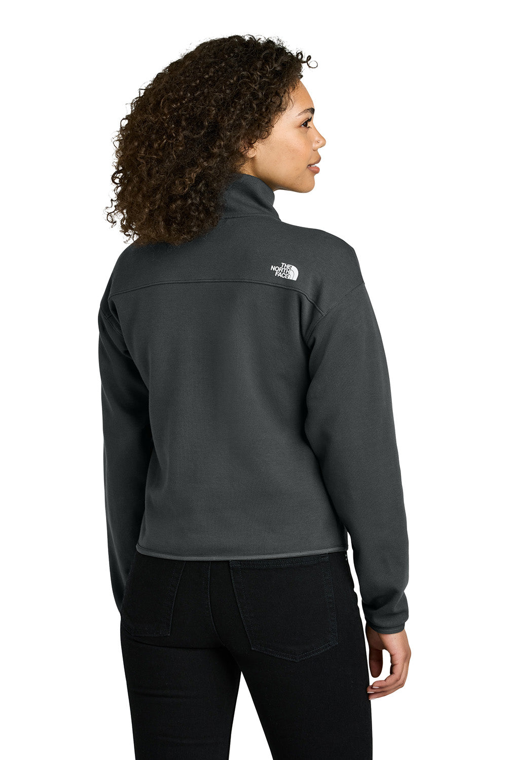 The North Face NF0A8C5H Womens Double Knit 1/4 Zip Fleece Jacket Asphalt Grey Model Back