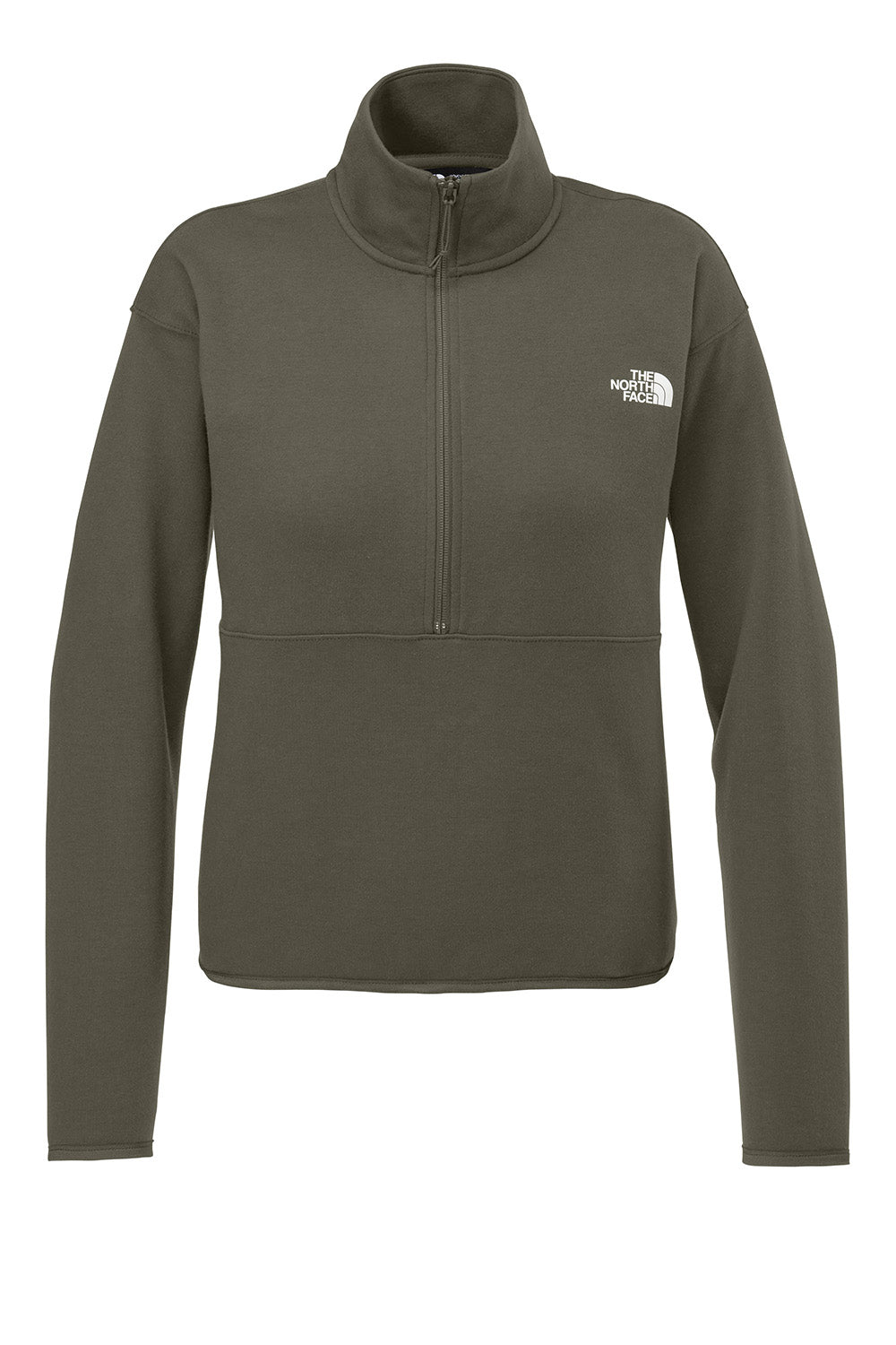 The North Face NF0A8C5H Womens Double Knit 1/4 Zip Fleece Jacket New Taupe Green Flat Front