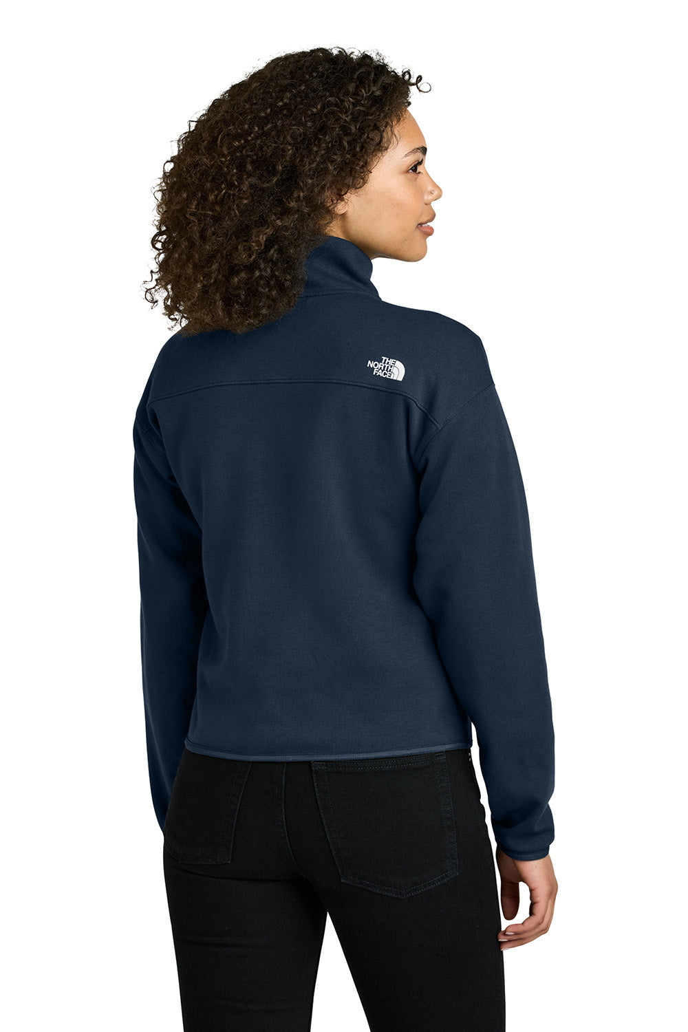 The North Face NF0A8C5H Womens Double Knit 1/4 Zip Fleece Jacket Summit Navy Blue Model Back