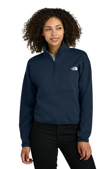 The North Face NF0A8C5H Womens Double Knit 1/4 Zip Fleece Jacket Summit Navy Blue Model Front