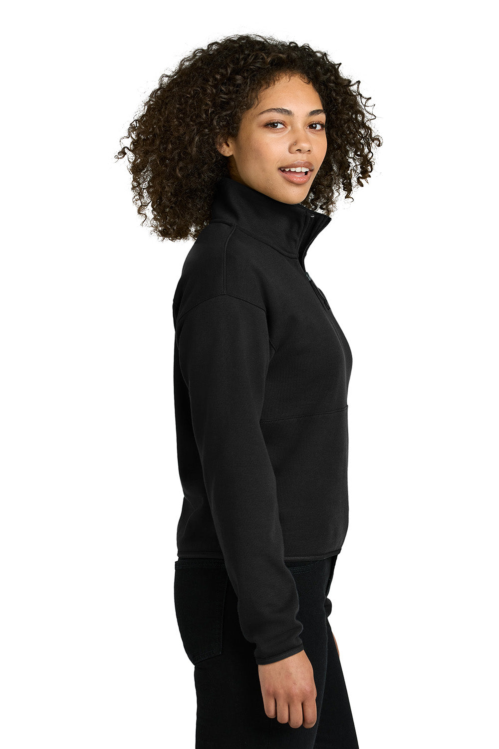 The North Face NF0A8C5H Womens Double Knit 1/4 Zip Fleece Jacket Black Model Side