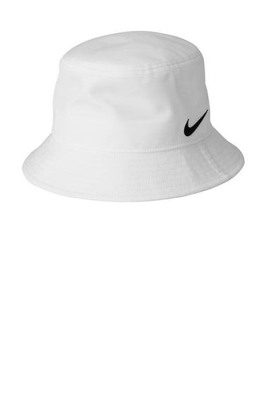 Nike NKBFN6319 Mens Swoosh Bucket Hat White Flat Front