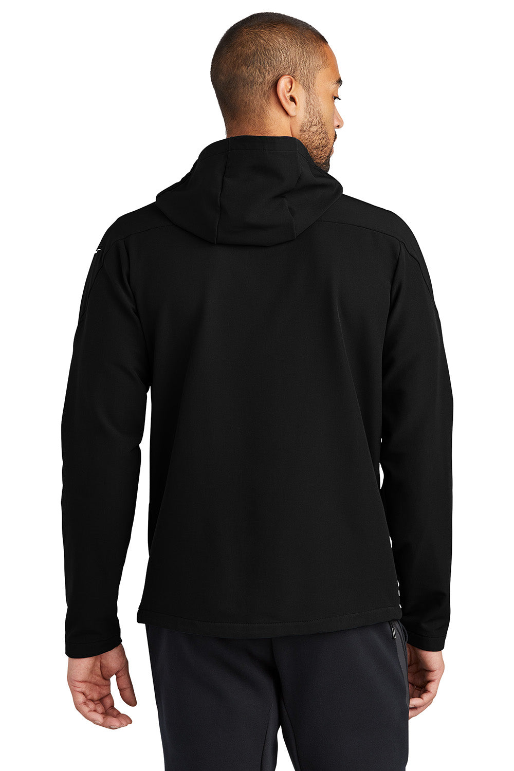 Nike NKDR1543 Mens Soft Shell Full Zip Hooded Jacket Black Model Back