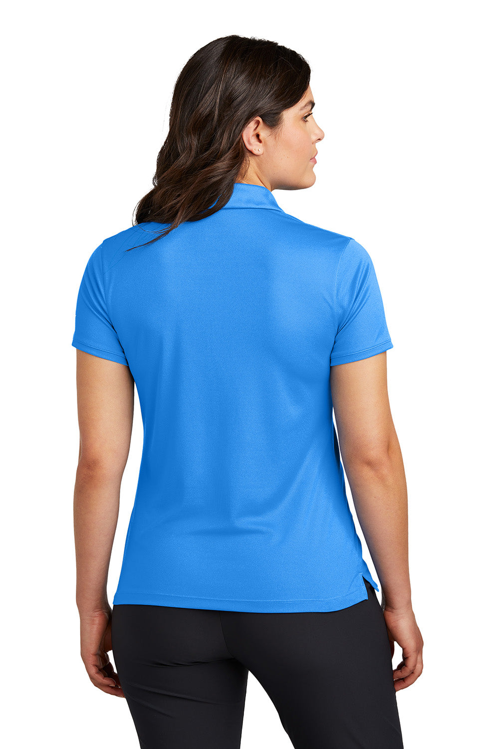 Nike NKDX6685 Womens Victory Dri-Fit Moisture Wicking Short Sleeve Polo Shirt Light Photo Blue Model Back