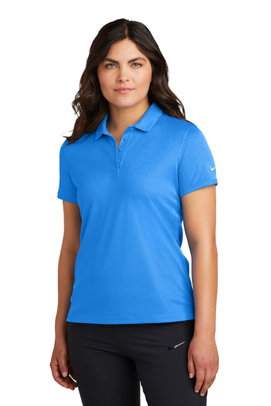 Nike NKDX6685 Womens Victory Dri-Fit Moisture Wicking Short Sleeve Polo Shirt Light Photo Blue Model Front