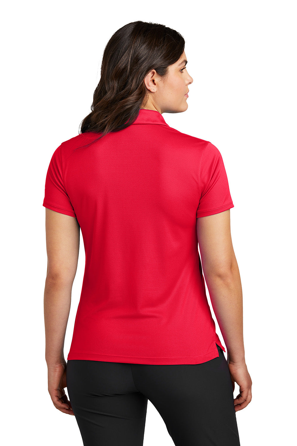 Nike NKDX6685 Womens Victory Dri-Fit Moisture Wicking Short Sleeve Polo Shirt University Red Model Back