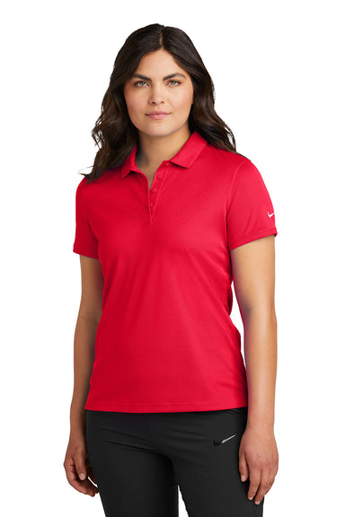 Nike NKDX6685 Womens Victory Dri-Fit Moisture Wicking Short Sleeve Polo Shirt University Red Model Front